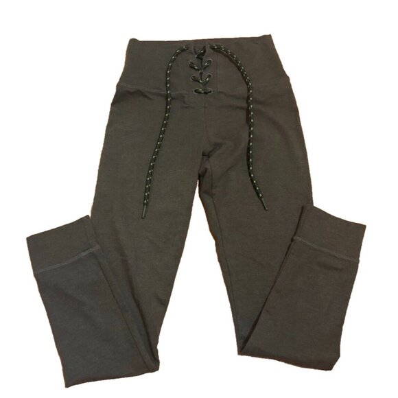 aerie Pants - Aerie Chill Play Move High Rise Lace Up Cotton Leggings Olive Green Womens Sz S